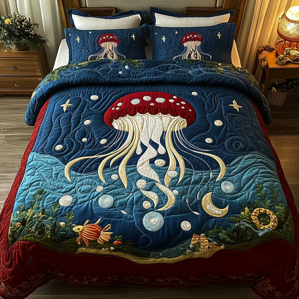 Oceanic Harmony Quilted Bedding Set Coastal Beach Bedspread Set Coastal Home Gift