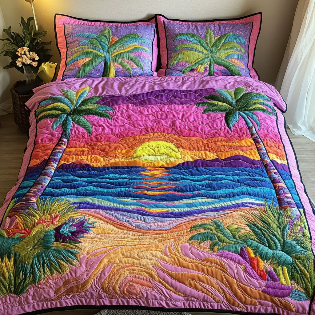 Beach Dreams Quilted Bedding Set Coastal Beach Bedspread Set Gift For Beach Lovers
