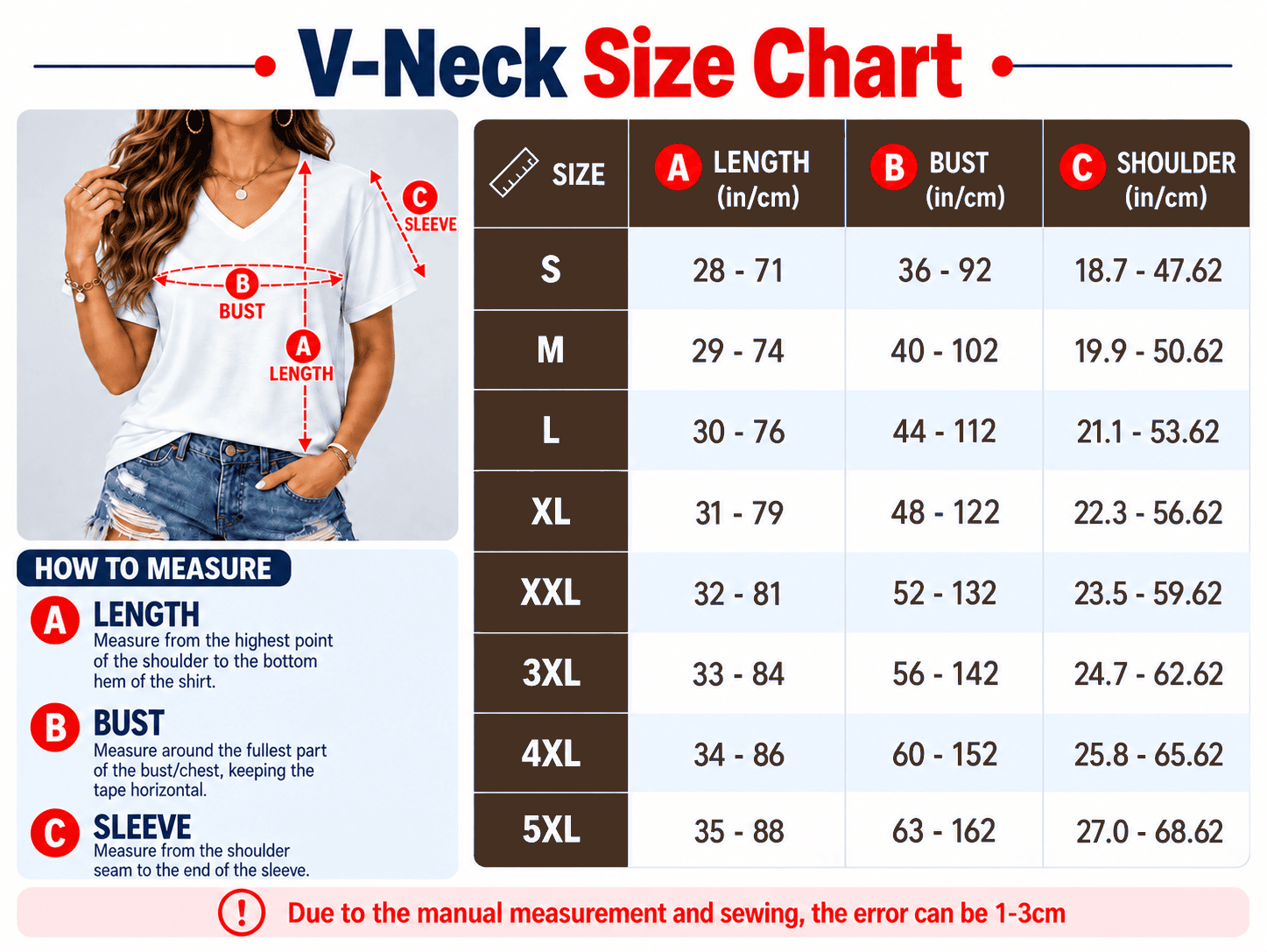 Louis Vuitton V-Neck Size Chart